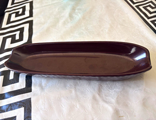 Brown glossy oval ceramic - brown,