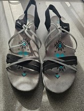 Skechers Sandals Womens Reggae Slim Takes Two  Black Charcoal UK Size 8  EUR 42