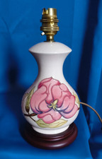 Vintage Moorcroft Ceramic Table Lamp Base Magnolia Pattern Working