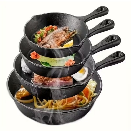4pcs cast iron skillet - cast, set