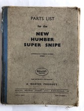 Humber Super Snipe Parts Catalogue Illustrated & Amendments Rootes Original 1958