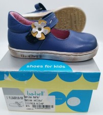 NEW UK 4.5 Bo-Bell Pre-School Shoes EU 21 girls blue leather Mary Jane riptape 