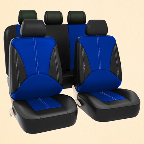 Leather black blue car seat - black,