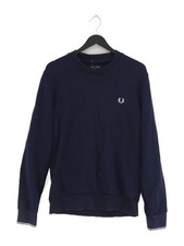 Fred Perry Men's Hoodie M Blue Cotton with Elastane, Polyester Pullover