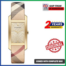 New Genuine Burberry BU9407 Wrist Classic Check Strap Yellow Gold Womens Watch