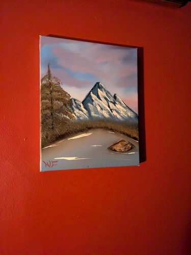 Bob ross inspired oil painting - ross,