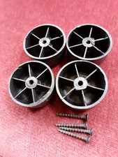 4 Round Black Plastic Furniture Feet/Gliders Used with  screws