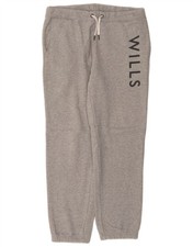 JACK WILLS Mens Graphic Tracksuit Trousers Joggers Medium  Grey MN29