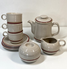 Portland Stoneware Korea Coffee/Tea Pot Set with x3 Cup/Saucers Jug Sugar Bowl
