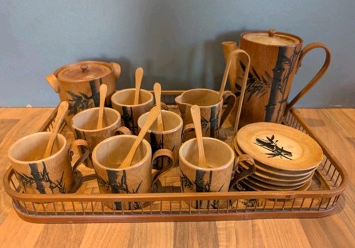 Vintage 1970s bamboo coffee - 1970s,