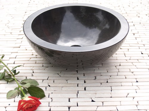 Black marble stone basin - black,