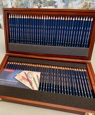 Derwent Fine Art Watercolour Pencils Set of 72 In Wooden Case Never Used 
