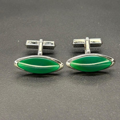 Sun eagle green jade cufflinks - eagle,