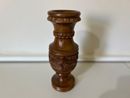 Wooden vase floral rustic - wooden,