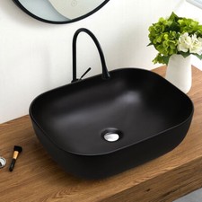 Black Ceramic Basin Large Rectangle/Round Bowl Bathroom Sink Countertop Washroom