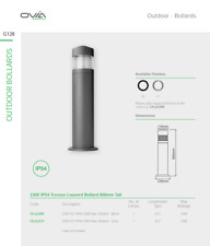 Ovia Lighting Trevose Diffused Black E27 800mm tall Aluminium Bollard. OVOL622BK