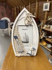 Wooden Row Boat Nautical Rustic 3D Picture Frame Fishing Ocean New-other