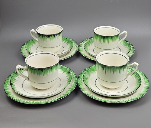 Green teacups saucers - teacups, &