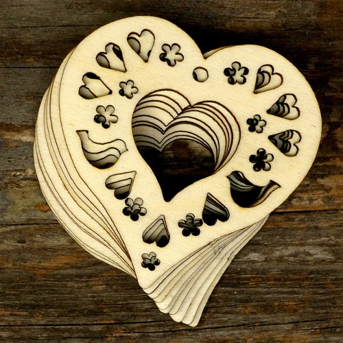 10x wooden filagree heart - 10x, with