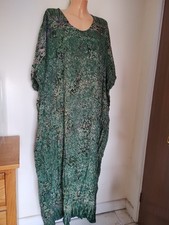 Green Print Hand Made Maxi Kaftan Dress Free Size