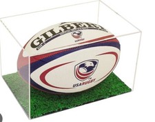 Rugby Ball Landscape Display Case - With Grass Effect Base - Free Post- Stunning
