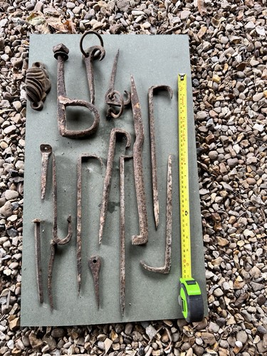 Wrought iron hooks and nails - hooks,