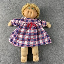 Vintage Cabbage Patch Kids Doll Original Girl Blonde Green Eye Check Dress Spain
