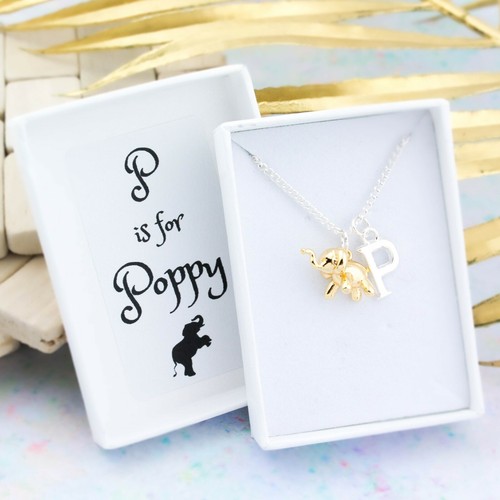 Gold elephant necklace - gold,