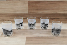 5 x Vintage REIMS French Chateaux Patterns Glass Tumblers - 8cm Tall
