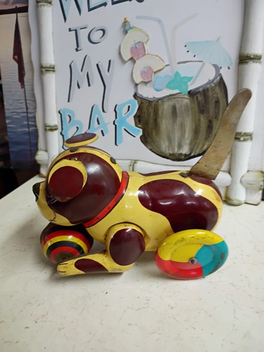 Vtg tin puppy dog toy - puppy,