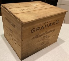 Large Wooden Wine Storage Crate used for 12 Bottles Graham’s 1990 Vintage Port