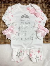 Newborn Baby clothes Girlboy Sleepsuit Mitts Headband handpicked Brother Sister