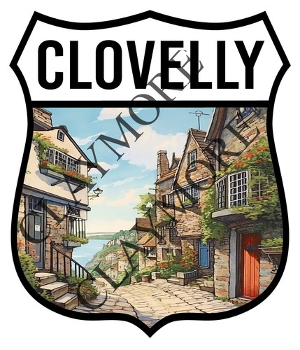 Clovelly devon car sticker - clovelly,