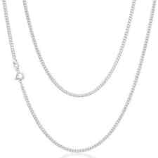 375 Solid 9ct White Gold Diamond Cut Fine Curb Chain Link Necklace 16" 18" 20"
