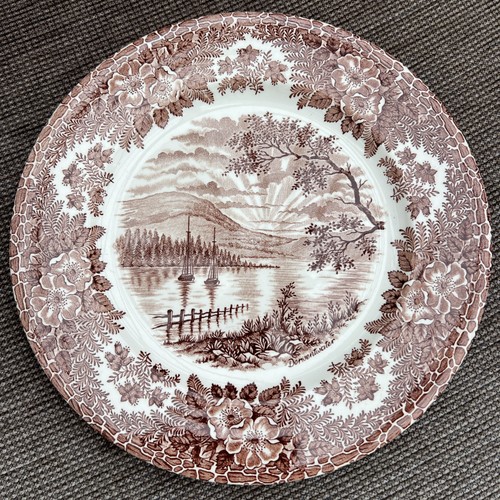 Brown transferware plate - transferware,