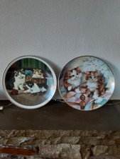 Two Decorative Kitten Plates 8 Inch Diam