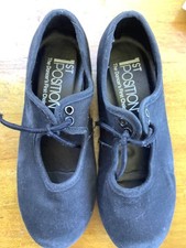 Child’s 1st Position Black Suedette Tap Shoes size 11
