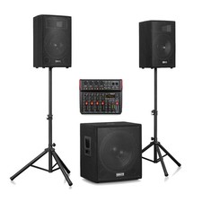 Vonyx VX1218BT Full PA Speaker System with VM-KG08 8-Channel Bluetooth Mixer