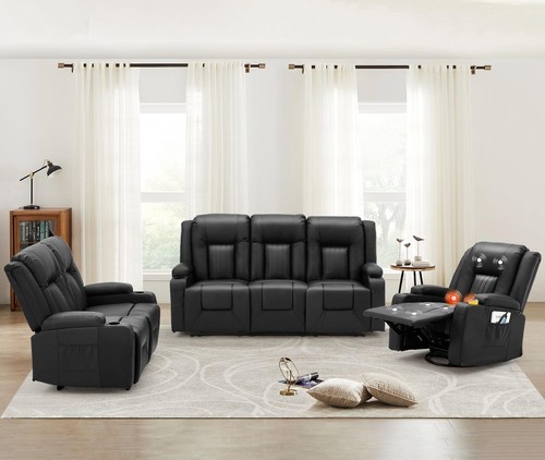 Piece leather reclining - 3-piece,