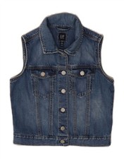 GAP Girls Standard Fit Regular Fit Denim Gilet 7-8 Years 2XL Blue Cotton DI14