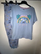 Ladies Pale Blue Jersey Stitch Pyjamas Size 2XL 22-24