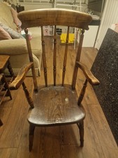 High Back Wooden Arm Chair Vintage
