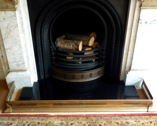 Brass fireplace fender - fireplace,