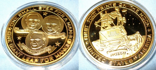 Moon landing gold coin - landing,