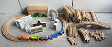 55+ Piece Wooden Train Set with Train & carriages Inc Bridges & Brio Tunnel 