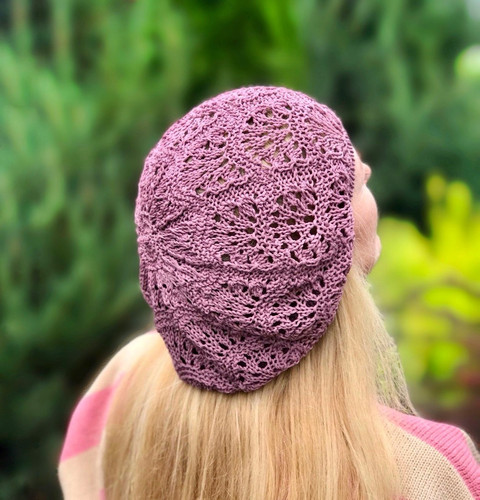 Summer cotton knit beret hat - cotton,