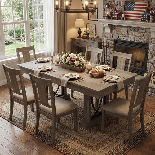 Wooden dining table for 8 - dining,