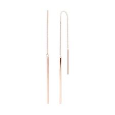 9CT Rose Gold  Bar Pull-Through Drop Earrings