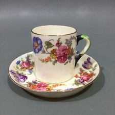 Vintage Plant Tuscan Bone China Demitasse Coffee Cup & Saucer