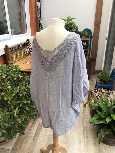 Pretty grey crotchet smock - grey,